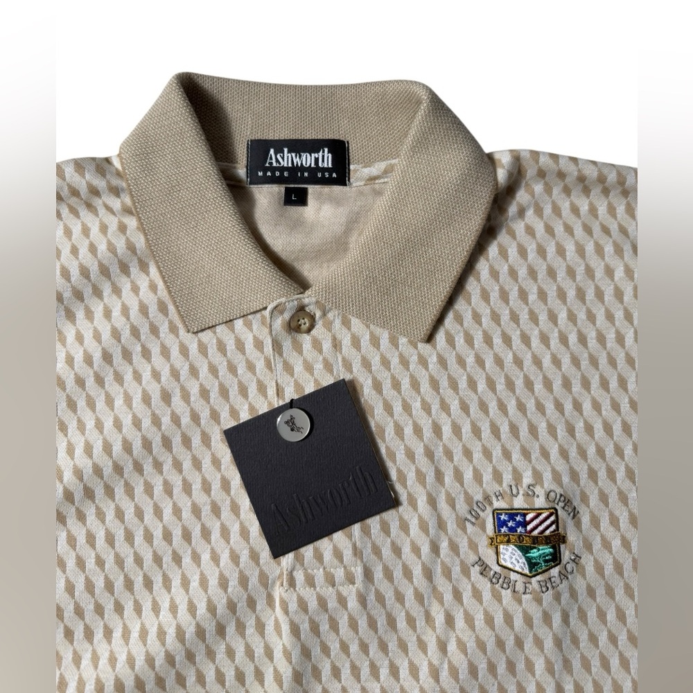VTG Y2K 100th US Open Pebble Beach Golf Polo Shirt Mens Large Diamond Print NWT